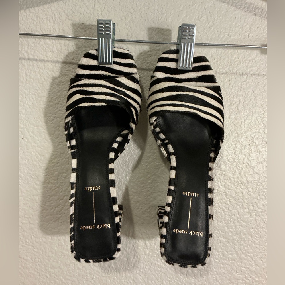 Black Suede Studios Zebra Mules Size 7 - Picture 7 of 10